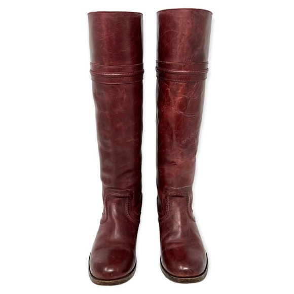 Frye (6) Melissa Trapunto Boot Knee-High Bordeaux Wine RARE COLOR - Picture 6 of 15